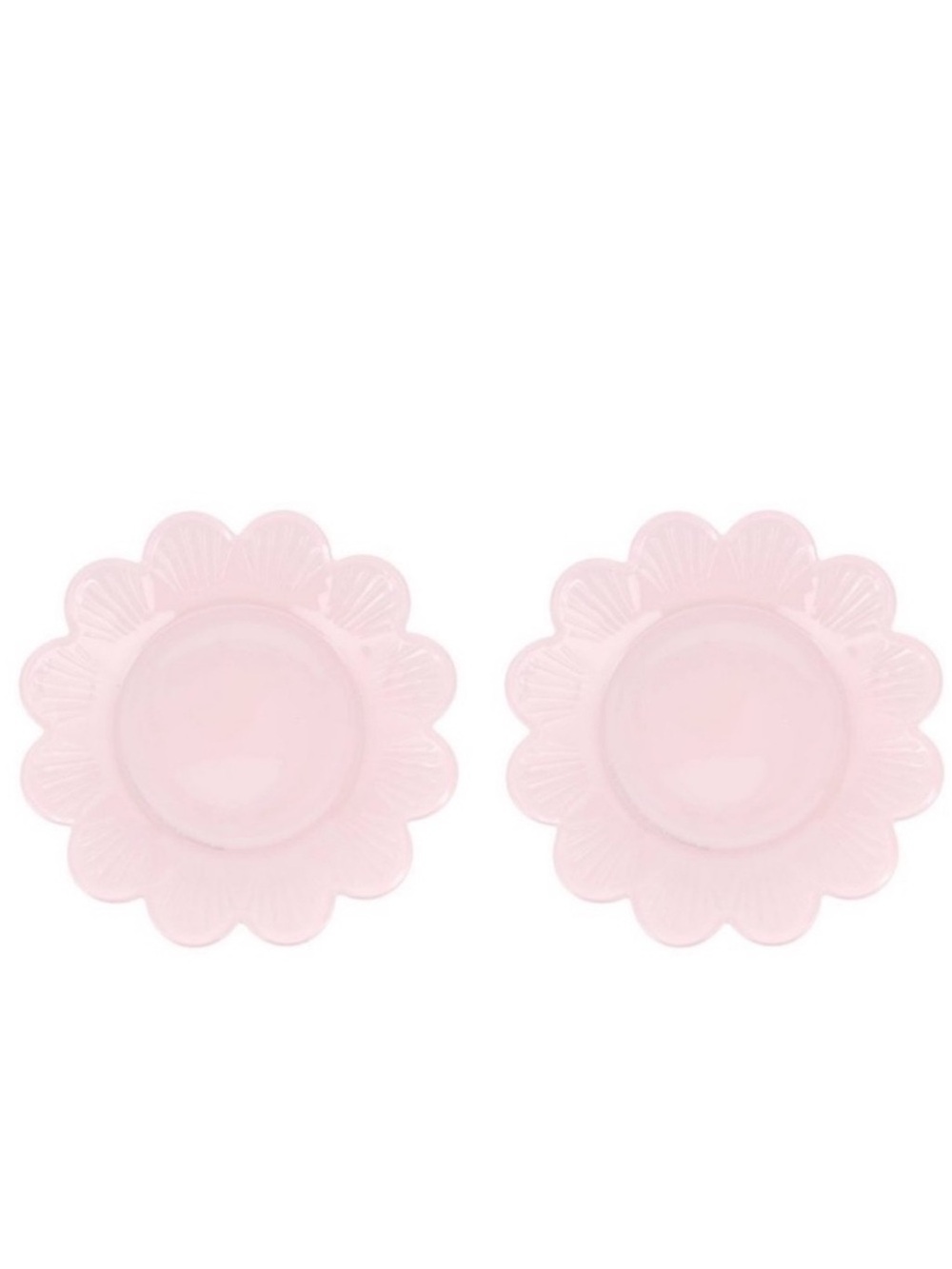 New Target Bullseye Playground Set of 2 Pink Glass Flower-Shaped Plates Spring